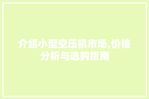 介绍小型空压机市场,价格分析与选购指南 介绍小型空压机市场,价格分析与选购指南 墙体维修