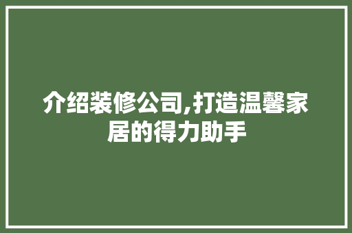 介绍装修公司,打造温馨家居的得力助手 介绍装修公司,打造温馨家居的得力助手 厨房维修