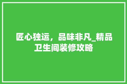 匠心独运，品味非凡_精品卫生间装修攻略 匠心独运，品味非凡_精品卫生间装修攻略 墙体维修