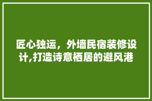匠心独运，外墙民宿装修设计,打造诗意栖居的避风港 匠心独运，外墙民宿装修设计,打造诗意栖居的避风港 户内维修