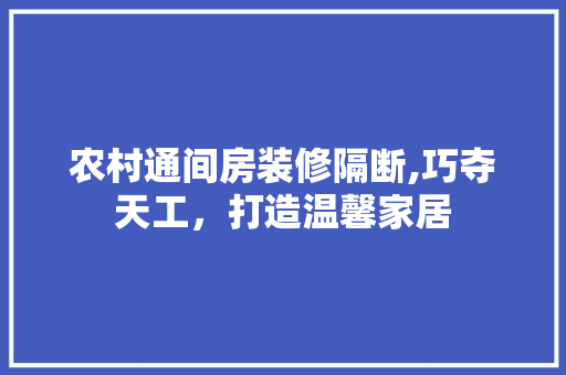 农村通间房装修隔断,巧夺天工，打造温馨家居 农村通间房装修隔断,巧夺天工，打造温馨家居 户内维修