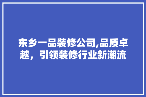 东乡一品装修公司,品质卓越，引领装修行业新潮流 东乡一品装修公司,品质卓越，引领装修行业新潮流 家电维修