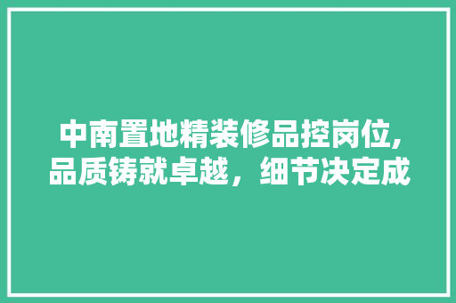 中南置地精装修品控岗位,品质铸就卓越，细节决定成败