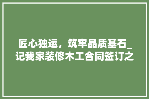 匠心独运，筑牢品质基石_记我家装修木工合同签订之旅 匠心独运，筑牢品质基石_记我家装修木工合同签订之旅 墙体维修