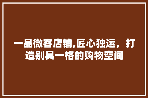 一品微客店铺,匠心独运，打造别具一格的购物空间 一品微客店铺,匠心独运，打造别具一格的购物空间 居家维修