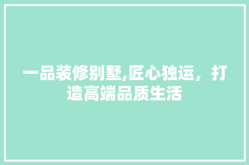 一品装修别墅,匠心独运，打造高端品质生活 一品装修别墅,匠心独运，打造高端品质生活 墙体维修