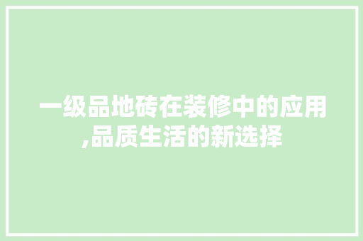 一级品地砖在装修中的应用,品质生活的新选择 一级品地砖在装修中的应用,品质生活的新选择 墙体维修