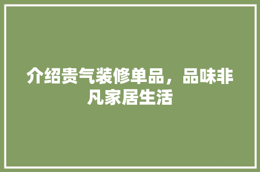 介绍贵气装修单品，品味非凡家居生活
