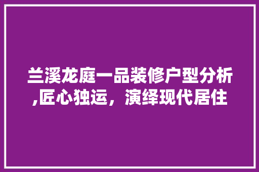 兰溪龙庭一品装修户型分析,匠心独运，演绎现代居住美学
