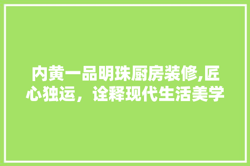 内黄一品明珠厨房装修,匠心独运，诠释现代生活美学