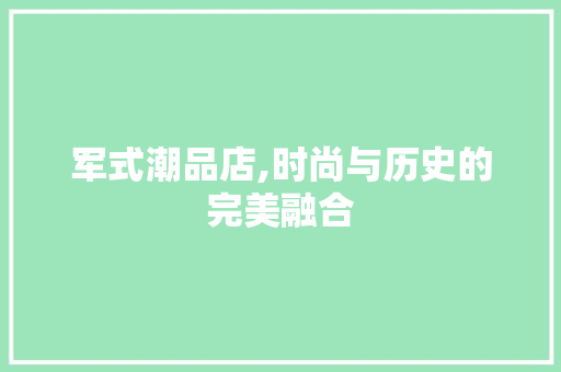 军式潮品店,时尚与历史的完美融合 军式潮品店,时尚与历史的完美融合 家电维修
