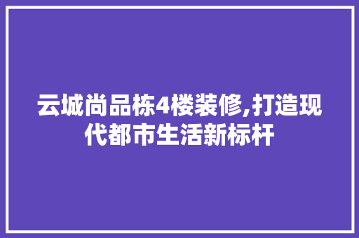 云城尚品栋4楼装修,打造现代都市生活新标杆