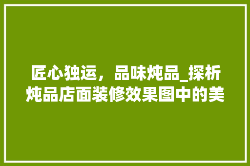 匠心独运，品味炖品_探析炖品店面装修效果图中的美学与适用