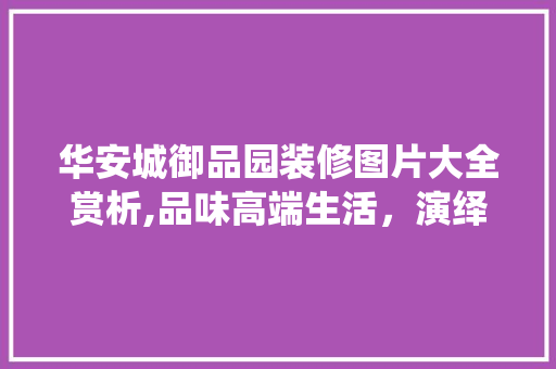 华安城御品园装修图片大全赏析,品味高端生活，演绎家居美学