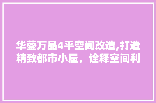 华蓥万品4平空间改造,打造精致都市小屋，诠释空间利用艺术