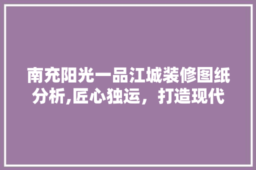 南充阳光一品江城装修图纸分析,匠心独运，打造现代宜居空间