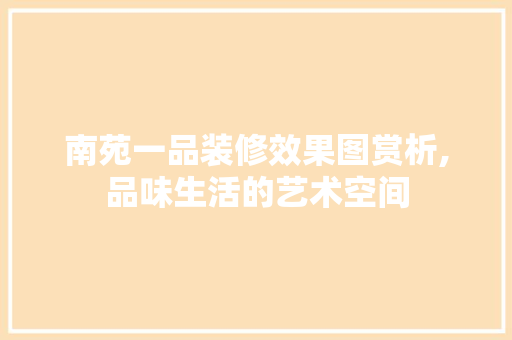 南苑一品装修效果图赏析,品味生活的艺术空间