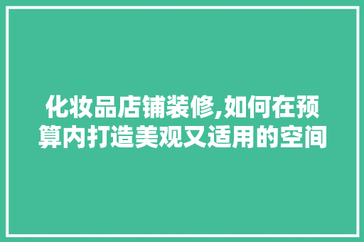 化妆品店铺装修,如何在预算内打造美观又适用的空间