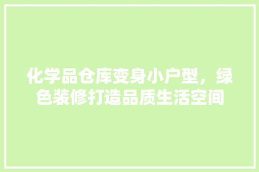 化学品仓库变身小户型，绿色装修打造品质生活空间