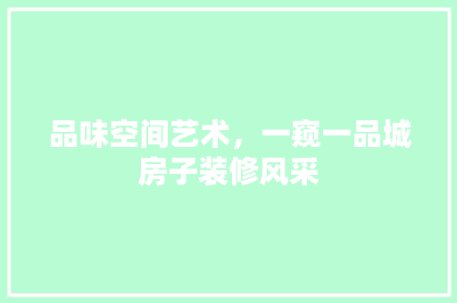 品味空间艺术，一窥一品城房子装修风采