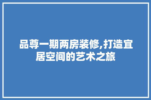 品尊一期两房装修,打造宜居空间的艺术之旅