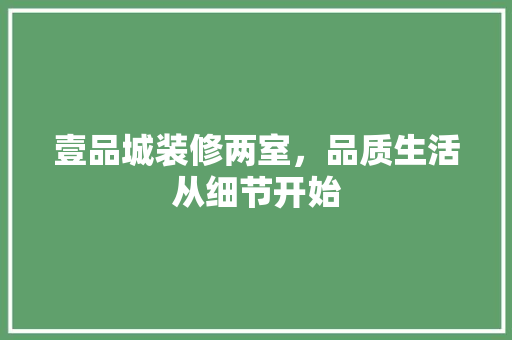 壹品城装修两室，品质生活从细节开始