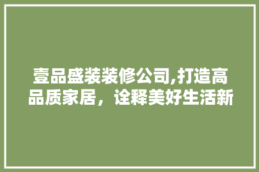 壹品盛装装修公司,打造高品质家居，诠释美好生活新篇章