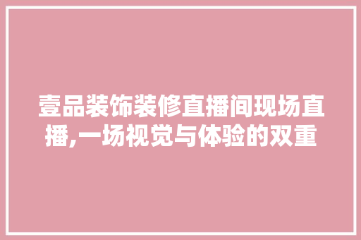 壹品装饰装修直播间现场直播,一场视觉与体验的双重盛宴