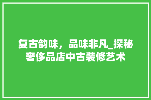 复古韵味，品味非凡_探秘奢侈品店中古装修艺术