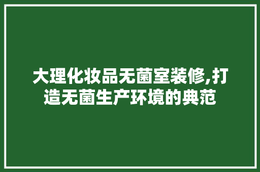 大理化妆品无菌室装修,打造无菌生产环境的典范