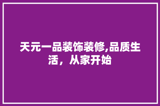 天元一品装饰装修,品质生活，从家开始