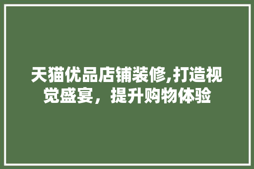 天猫优品店铺装修,打造视觉盛宴，提升购物体验