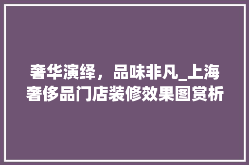 奢华演绎，品味非凡_上海奢侈品门店装修效果图赏析 奢华演绎，品味非凡_上海奢侈品门店装修效果图赏析 家电维修