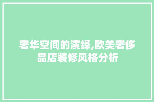 奢华空间的演绎,欧美奢侈品店装修风格分析