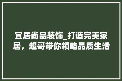 宜居尚品装饰_打造完美家居，超哥带你领略品质生活 宜居尚品装饰_打造完美家居，超哥带你领略品质生活 墙体维修