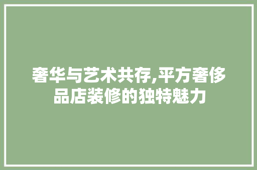 奢华与艺术共存,平方奢侈品店装修的独特魅力 奢华与艺术共存,平方奢侈品店装修的独特魅力 居家维修