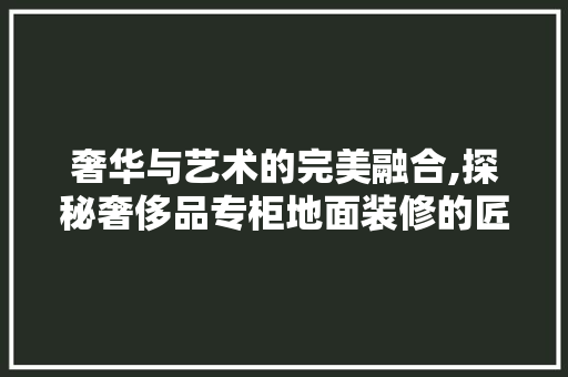 奢华与艺术的完美融合,探秘奢侈品专柜地面装修的匠心独运