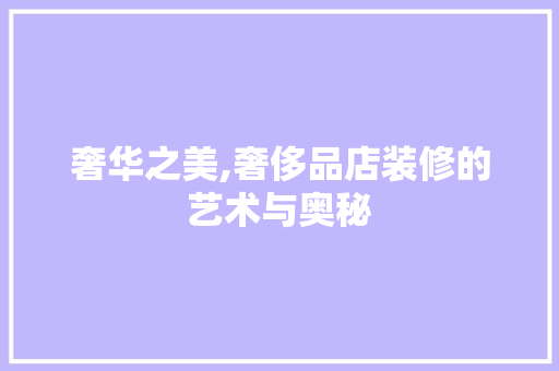 奢华之美,奢侈品店装修的艺术与奥秘 奢华之美,奢侈品店装修的艺术与奥秘 家电维修