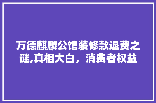 万德麒麟公馆装修款退费之谜,真相大白，消费者权益如何保障
