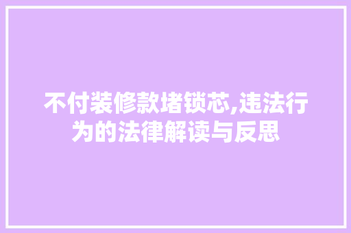 不付装修款堵锁芯,违法行为的法律解读与反思