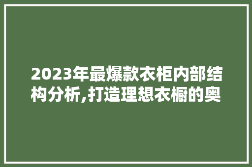 2023年最爆款衣柜内部结构分析,打造理想衣橱的奥秘