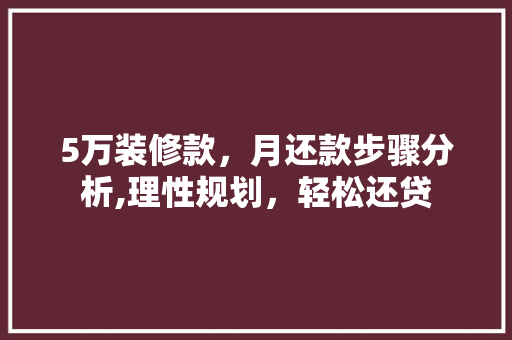 5万装修款，月还款步骤分析,理性规划，轻松还贷