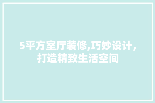 5平方室厅装修,巧妙设计，打造精致生活空间