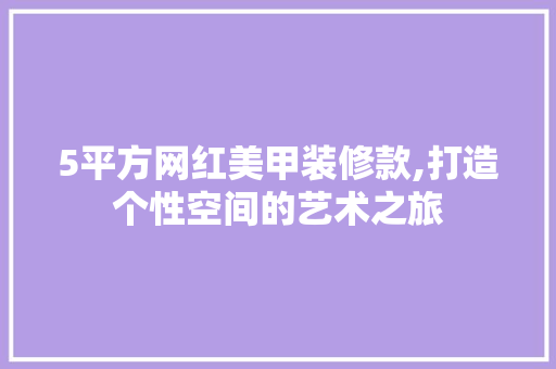 5平方网红美甲装修款,打造个性空间的艺术之旅