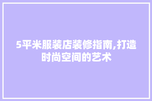 5平米服装店装修指南,打造时尚空间的艺术
