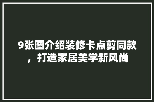 9张图介绍装修卡点剪同款，打造家居美学新风尚