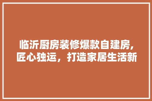 临沂厨房装修爆款自建房,匠心独运，打造家居生活新标杆