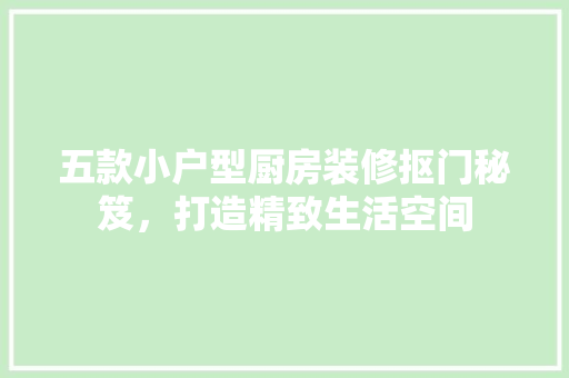 五款小户型厨房装修抠门秘笈，打造精致生活空间