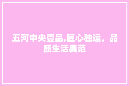 五河中央壹品,匠心独运，品质生活典范