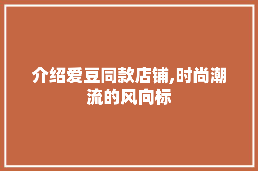 介绍爱豆同款店铺,时尚潮流的风向标